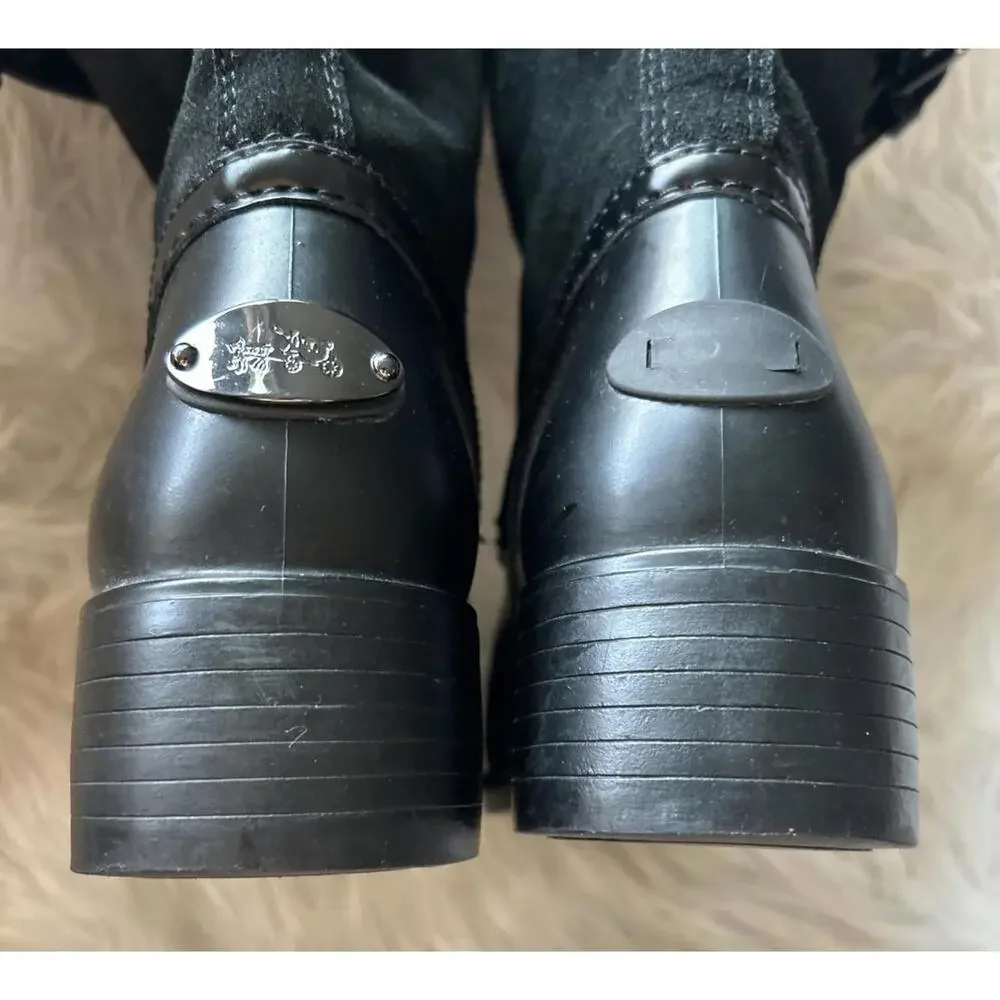 Coach Zena Black Leather, Shearling, Rubber Winter Cold Weather Snow Boots sz 9 - Picture 8 of 10